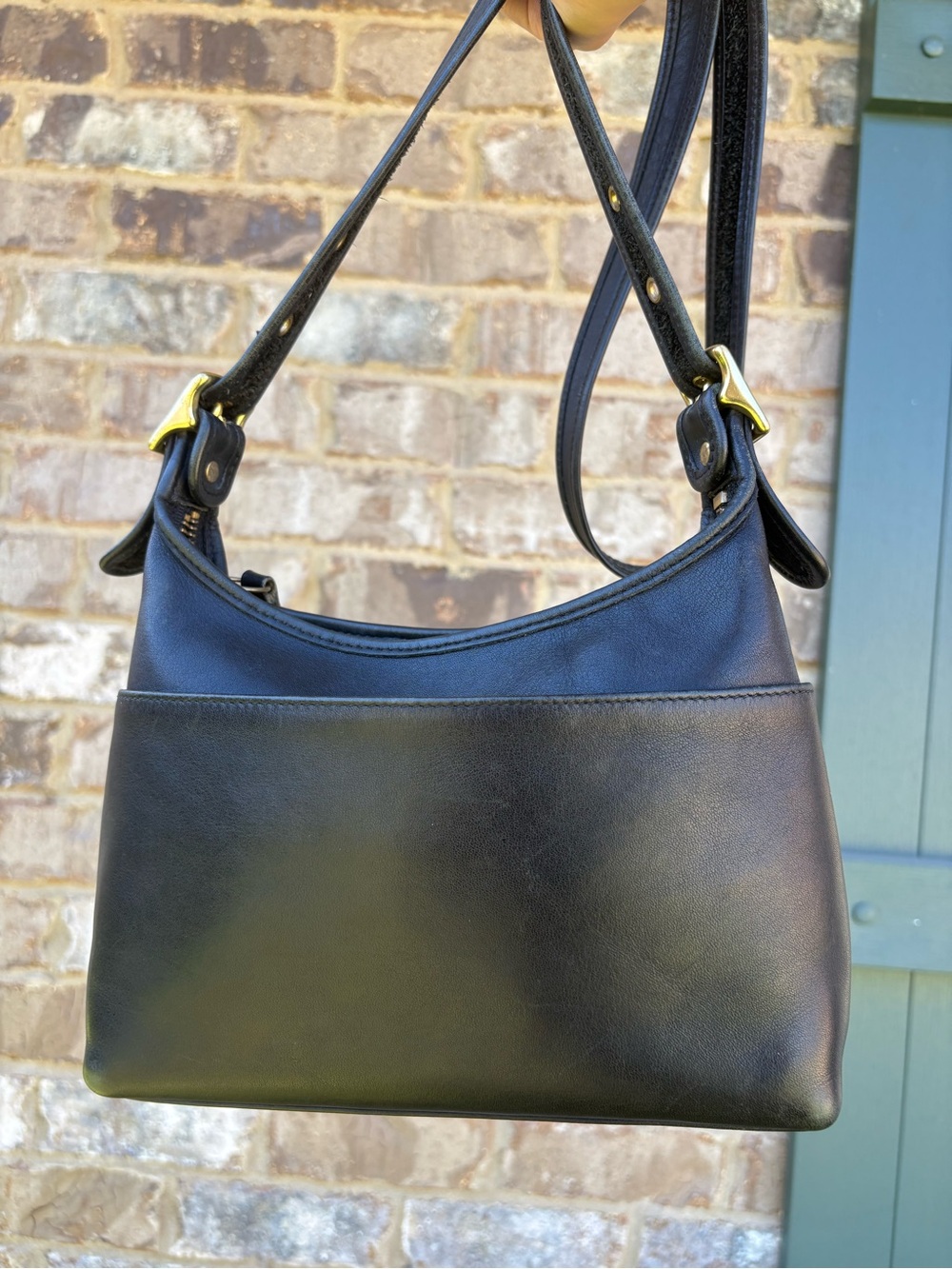 Vintage Coach Black Leather Small Hobo Bag #9136 Shoulder Zip Crossbody